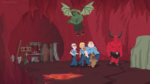 Satan torturing Bullet, Dusty, Gina, and Hopson in Hell.