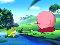 Kirby meeting the Demon Frog.