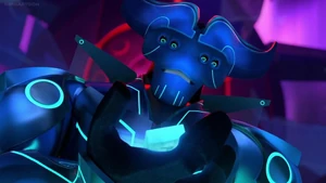 Morando sadistically killing his soldier by crushing his life core.