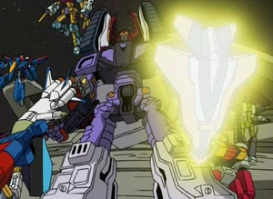 Transformers Armada Galvatron with the Requiem Blaster and the Skyboom Shield