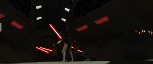 A vicious duel ensued, with Dooku just barely fending off attacks from the Dathomirian warriors.