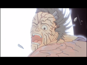 Tetsuo being sucked into Akira's singularity.
