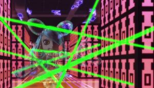 Mienumon sneaking around the lasers.