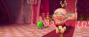 King Candy chuckling disappointedly when Wynchel and Duncan return, reporting they did not find Vanellope.