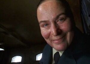 Miss Trunchbull's evil grin.