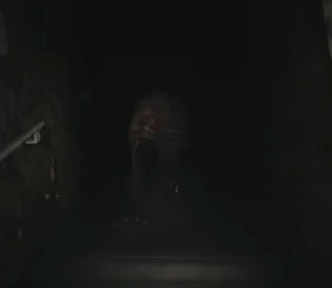 The Baby appearing at the top of a staircase.