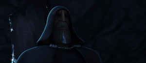 Elsewhere in the shadows of a cave, Count Dooku ambushed the Jedi by causing a sudden collapse in the cave ceiling, and Dooku grins at his handiwork.