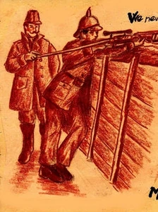 Mátyás Nemeş threatening a German soldier.