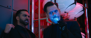 Agent Stone watching Dr. Robotnik test out Sonic's quill