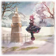 Hortensia in front of Hyacinth's grave.