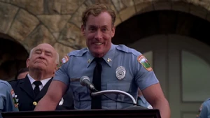 Sisk trying to deliver a speech