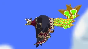 The Helmaroc King's introduction, flying by Outset Island.