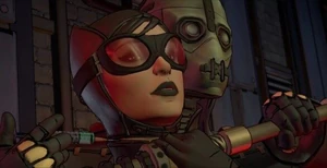 Lady Arkham % 26 Catwoman.jpg (25 KB) Lady Arkham holds Catwoman hostage with a syringe containing the psychoactive chemical against her neck, threatening to inject her with a lethal dose.