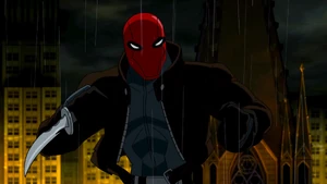 Red Hood confronting Batman.