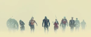 The squad walking in the rain to Jotunheim.