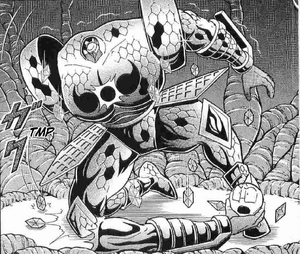 Akuma Shogun's body falling apart.