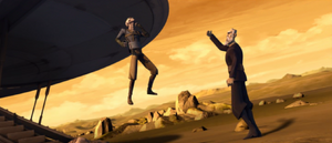 Dooku casts aside the pirate's dead body.