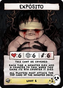 Expósito's monster card in The Binding of Isaac: Four Souls.
