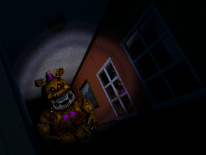 Nightmare Fredbear in the Right Hall.