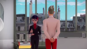Gabriel asking Adrien why he took the Miraculous Spellbook.