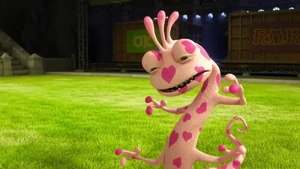 Randall realizing he was covered in hearts after with Sulley roared.