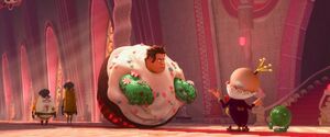 King Candy seeing Wreck-It Ralph (recognizing him due to his hidden past).