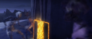 Ventress cut an entry into one of its walls with a lightsaber.