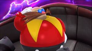 Classic Eggman seeing his modern self's crazy laughter, worrying about if he'll go just as crazy.