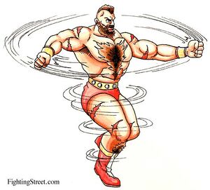 Zangief performing the Double Lariat.