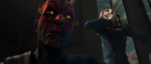 “Silence!” Maul finally loses his temper over a sympathetic note, the Jedi Master revealed that he had been to Maul's village on Dathomir and told Maul that he believed that it wasn't his decision to join the dark side, that it had been the Nightsisters who forced it on him.