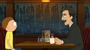 Fear Hole Guy sitting with Morty at Denny‘s while talking with him about Rick‘s Fears.