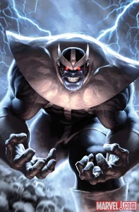 Thanos as he appears in the comics.