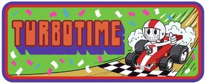 The promotional image of Turbo on the Turbo Time game cabinet.