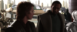 Skywalker briefly talked with Senator Bail Organa.