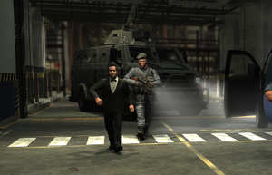 Becker and Bachmeyer entering the parking lot.