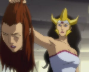 Diana killing Mera after she was confronting for her affair with her husband, Aquaman.