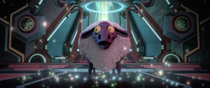 Dr. Nefarious transformed Drek into a sheep.