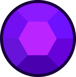 Amethyst's gemstone on Sugilite, featuring a hexagonal facet. It is a tetradecahedron. It is located on her chest.
