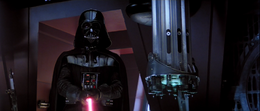 Darth Vader using the Force against Luke.
