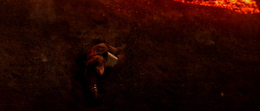 Darth Vader severely maimed and immobilized by Kenobi's blade, which severed both of his legs and his left arm.