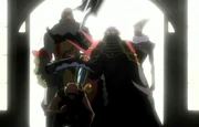 Hanza arriving in the human world with his three recruits