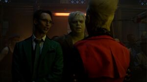 Nygma and Solomon Grundy at a fighting club.