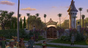 Rapunzel's castle in Shrek 2.