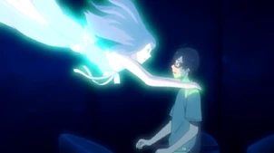 Sayaka pleads with Tsumotu for help.