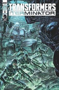 Megatron with an army of Terminators in the Retailer Incencitive cover for the 3rd issue.