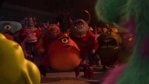 Randall mockingly observes Mike and Sulley arrived to the finish line, without the whole team.