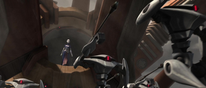 The Trident assault ships then came out of the ocean and attacked Tipoca City with Ventress following.