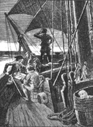 John Silver plotting with his crew