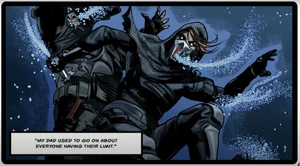 Krueger stabbed and drowned by Foxtrot via knife after the combat fight.