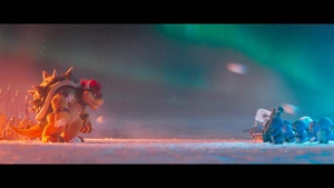 Bowser is unaffected by the Penguins' "attacks"